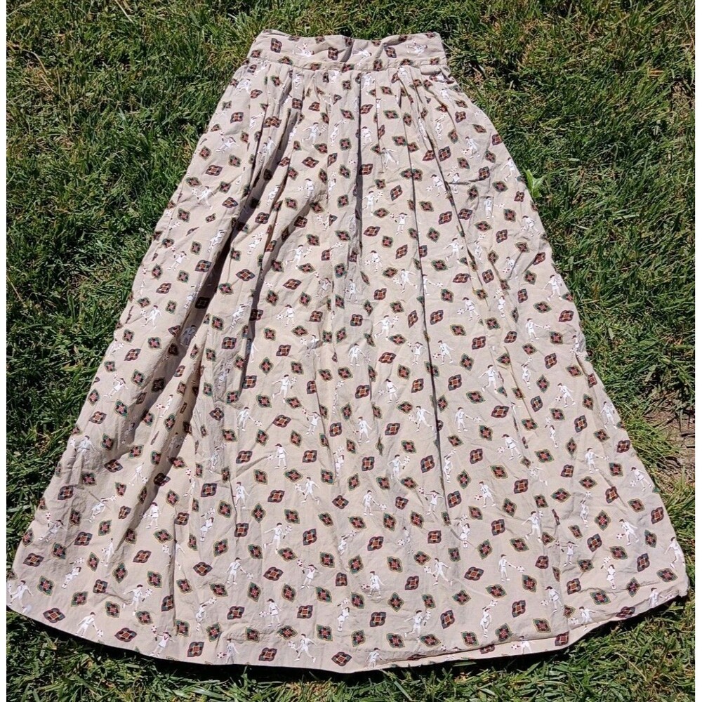 VTG 90s  Breeches Jewel Tone 100% Cotton High Waisted Midi Skirt - Made In USA